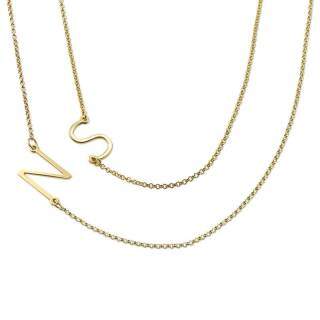 9K Gold Personalized Initial Letter Layered Necklace-3