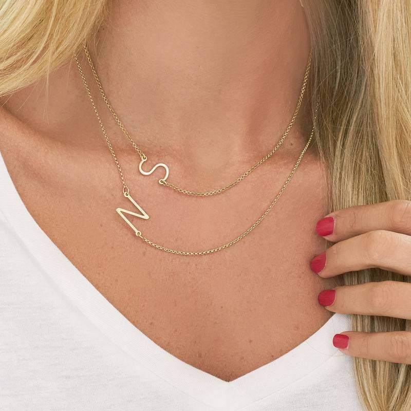 9K Gold Personalized Initial Letter Layered Necklace-2