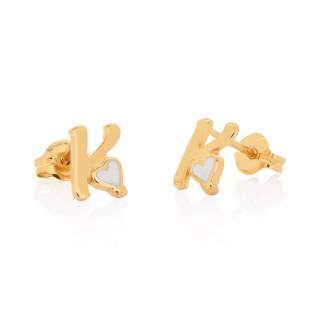 9K Gold Personalized Initial Letter Stud Earrings For Women-3