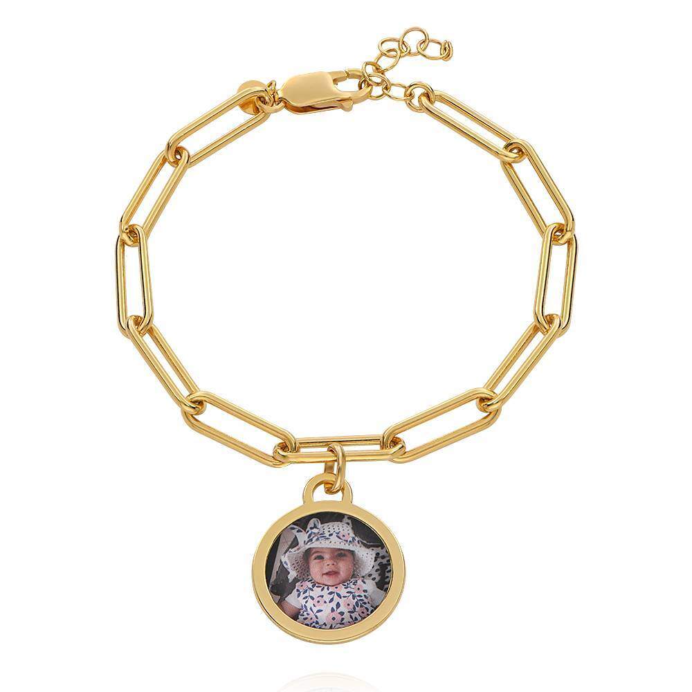 9K Gold Personalized Photo Charm Bracelet For Women-1