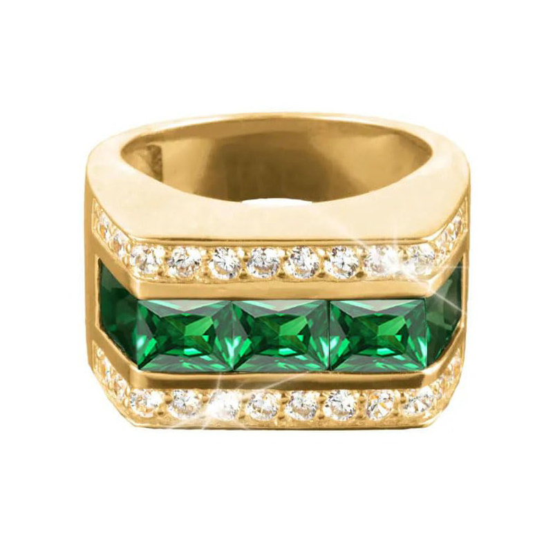 Bague de fiançailles en or 9 carats avec zircone cubique carrée et moissanite personnalisée pour homme-1