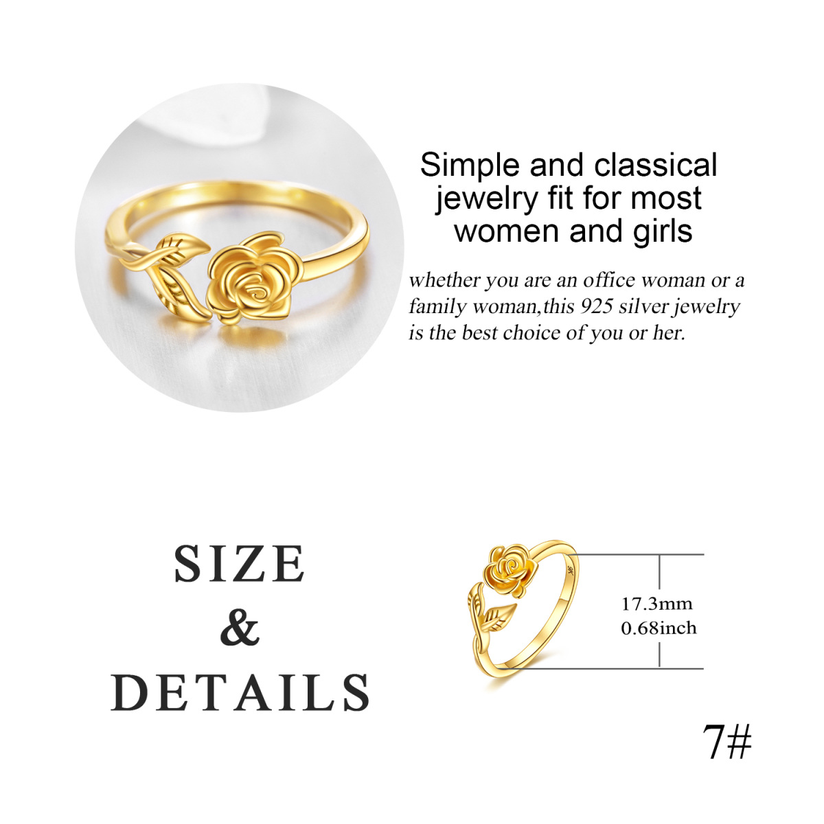 9K Gold Rose Ring-5