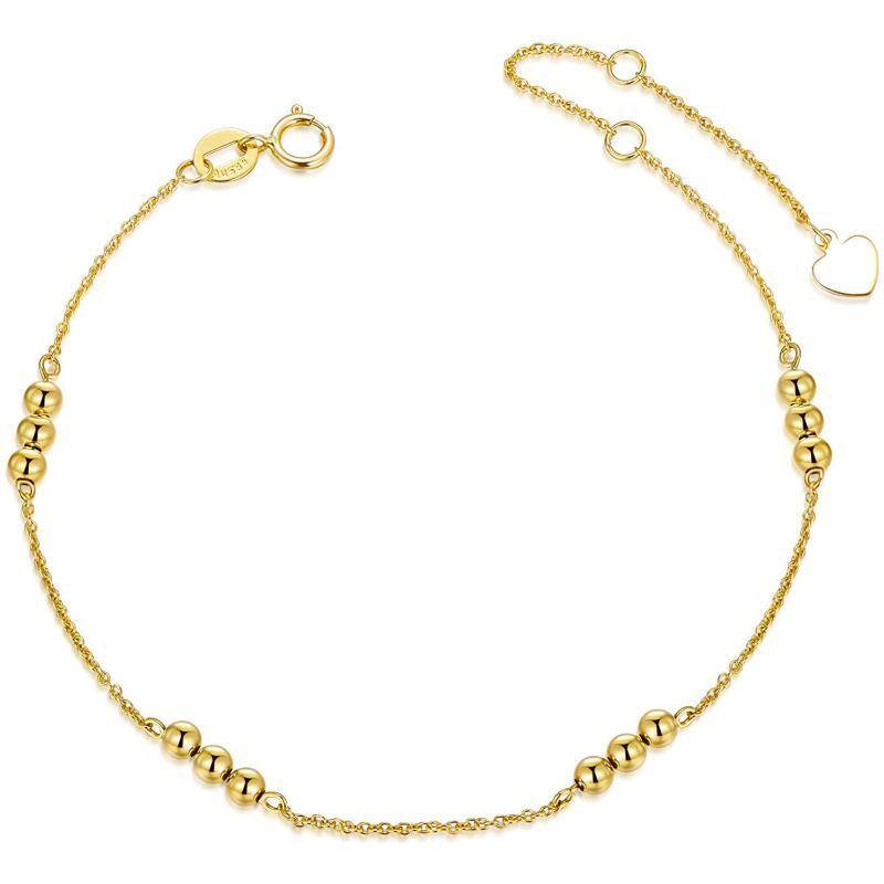 9K Gold Round Bead Station Chain Bracelet-1