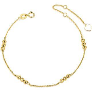 9K Gold Round Bead Station Chain Bracelet-4