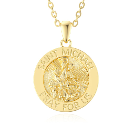 Collana con ciondolo a forma di moneta di San Michele in oro 9K