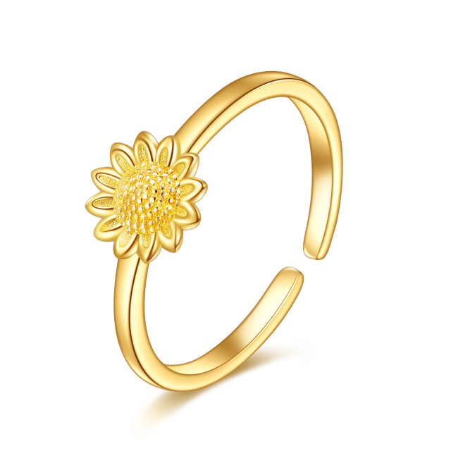 Anillo Abierto Girasol Oro 9K