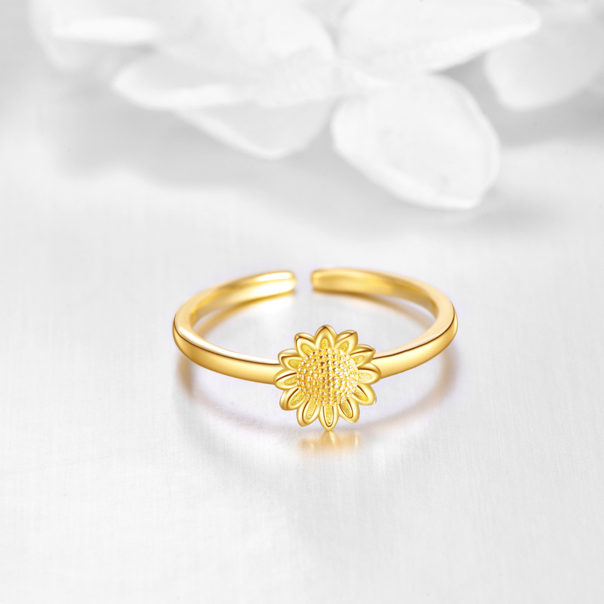 9K Gold Sunflower Open Ring-3