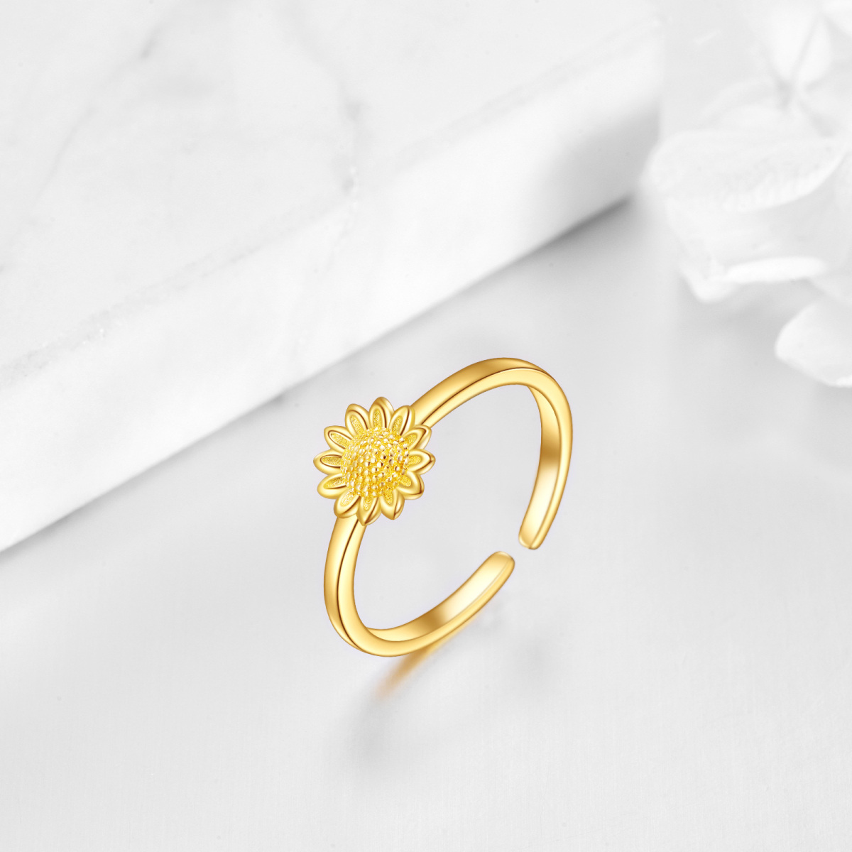 9K Gold Sunflower Open Ring-4