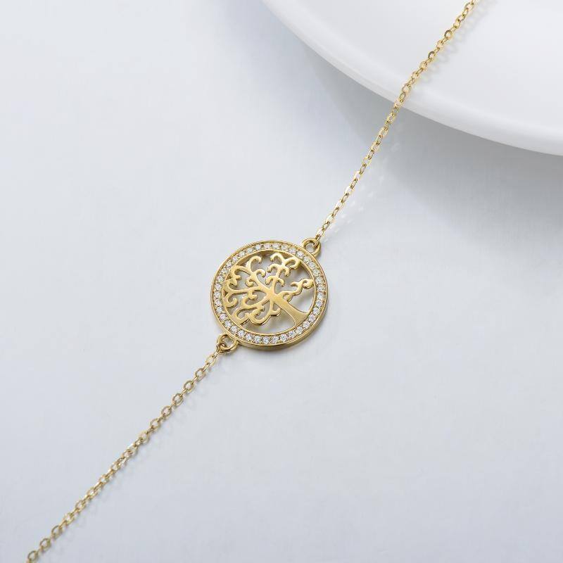 Pulseira com pendente Árvore da Vida em ouro branco 9K e zircónias cúbicas-4