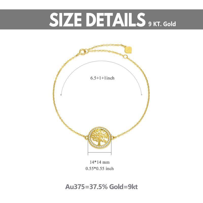 Pulseira com pendente Árvore da Vida em ouro branco 9K e zircónias cúbicas-6