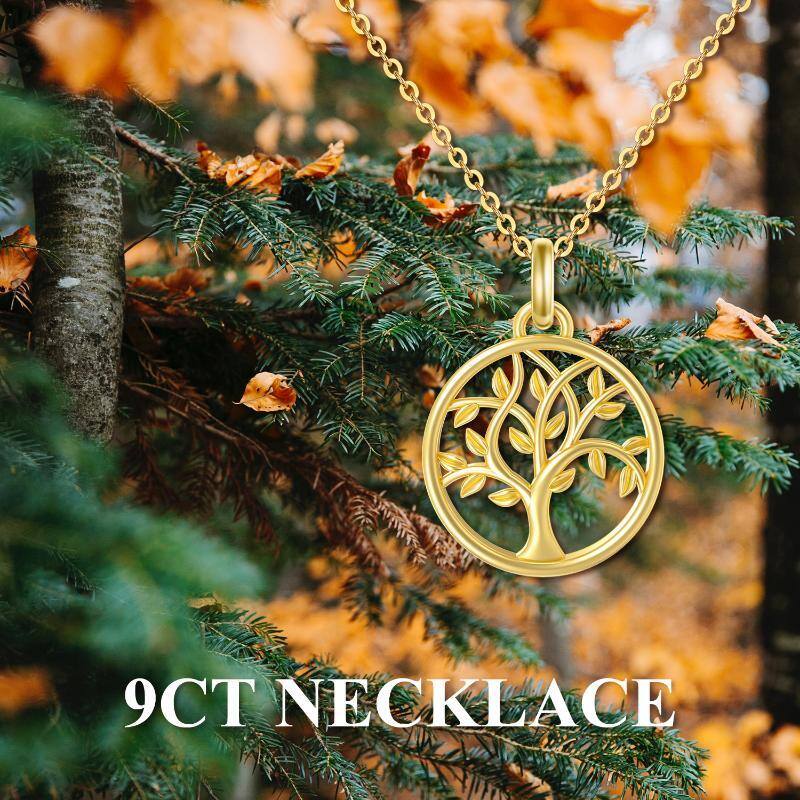 18K Gold Tree Of Life Pendant Necklace-3