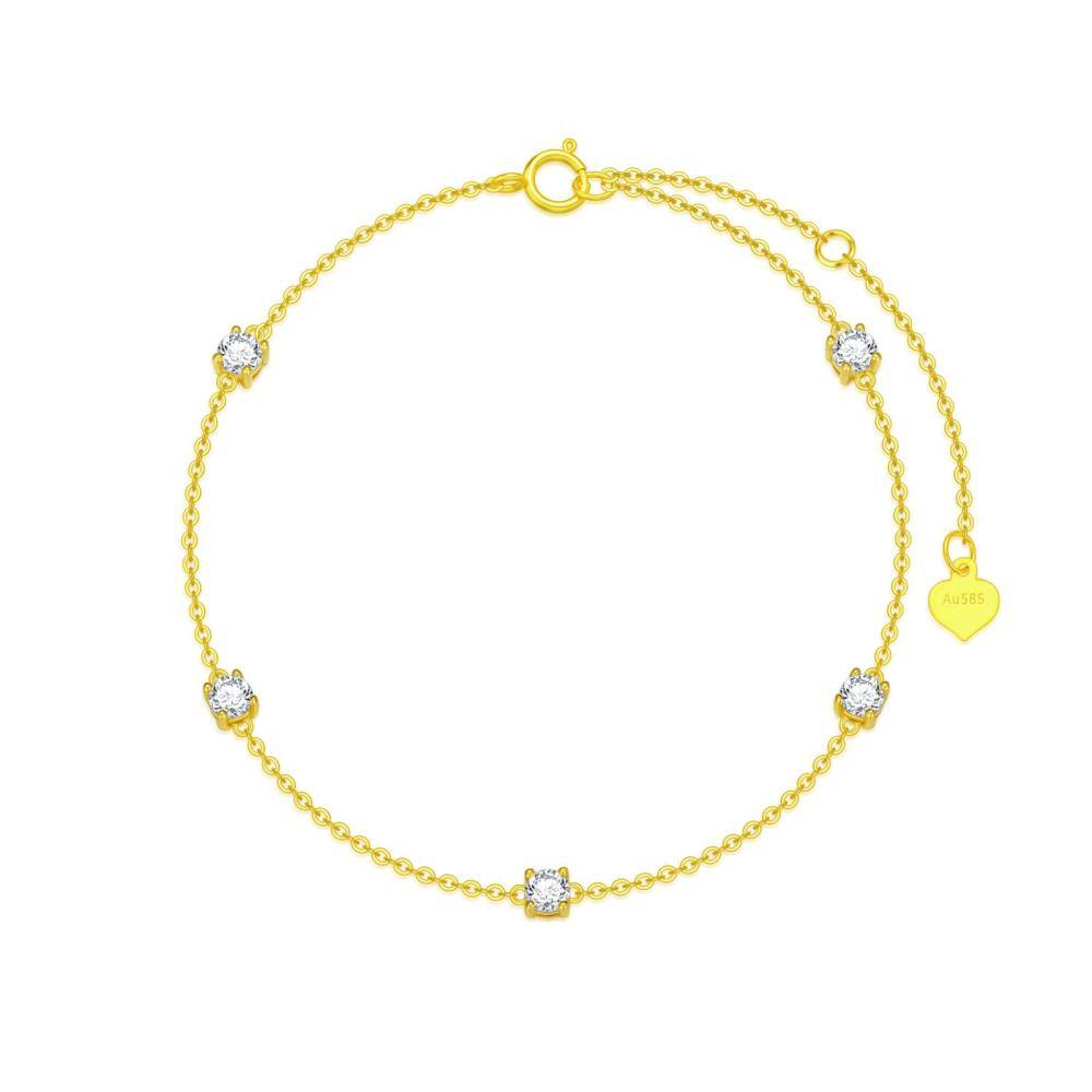 14K Gold Zircon Charm Bracelet-1