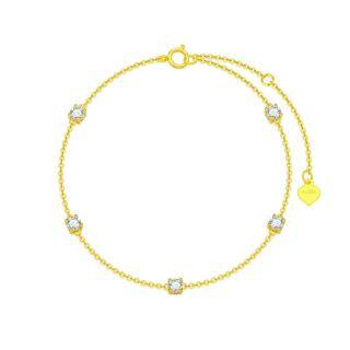 9K Gold Zircon Charm Bracelet-17