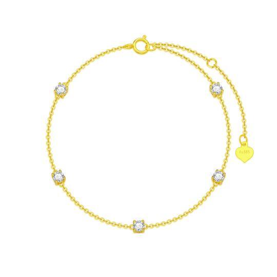 Pulsera con colgante de circonitas en oro de 14 quilates-1