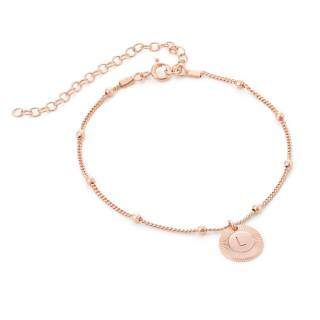 9K Rose Gold Personalized Initial Letter Pendant Bracelet-9