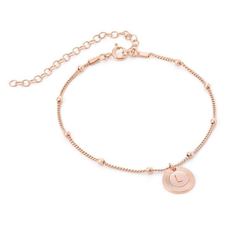 9K Rose Gold Personalized Initial Letter Pendant Bracelet