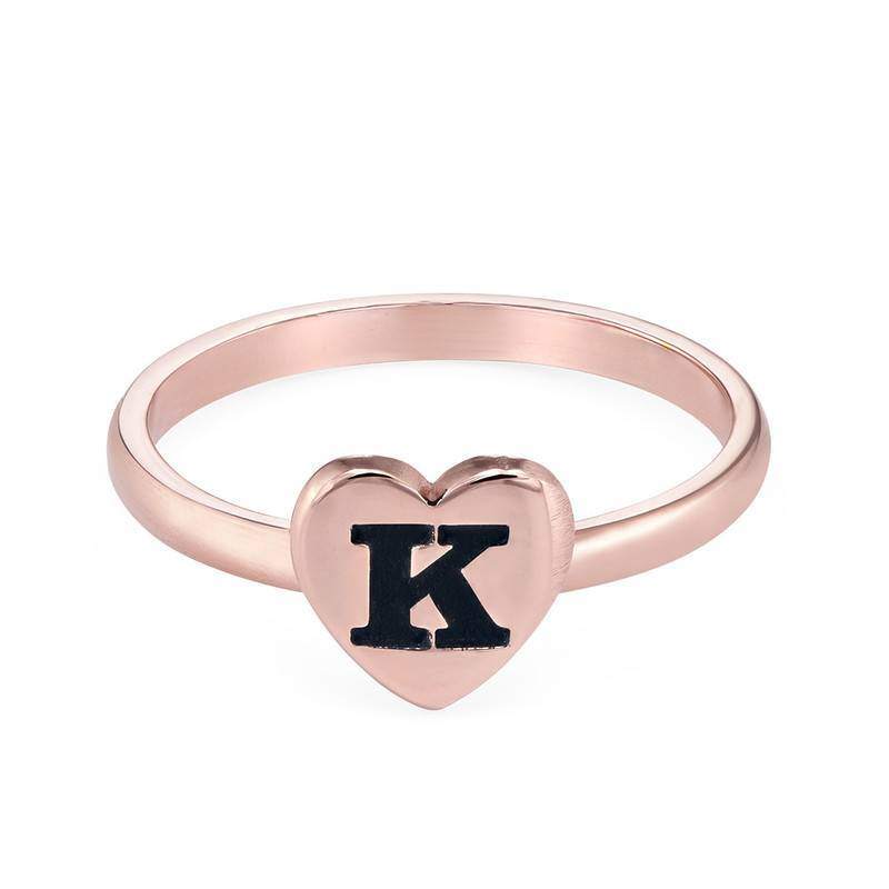 9K roségouden gepersonaliseerde ring met beginletter-1