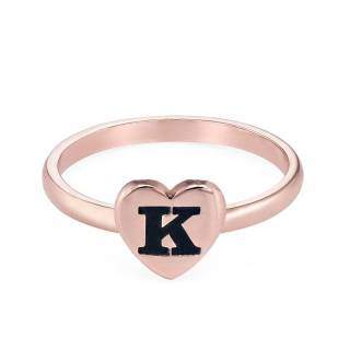 9K Rose Gold Personalized Initial Letter Ring-4