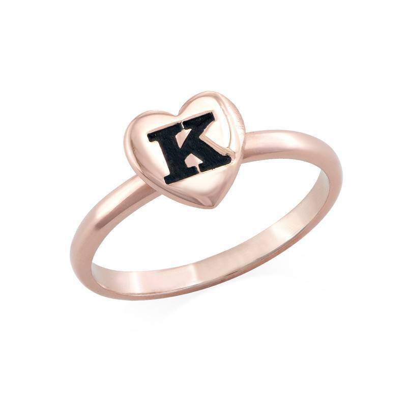 Anello con lettera iniziale personalizzata in oro rosa 9K-2