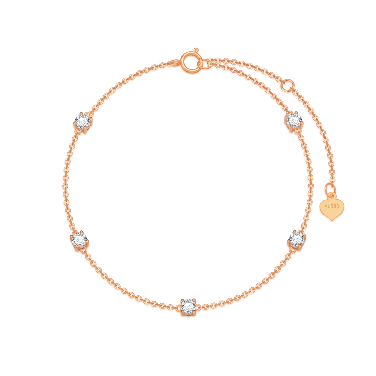 14K Rose Gold Zircon Pendant Bracelet-1