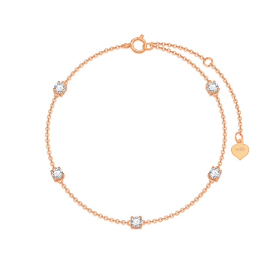 9K Rose Gold Zircon Charm Bracelet