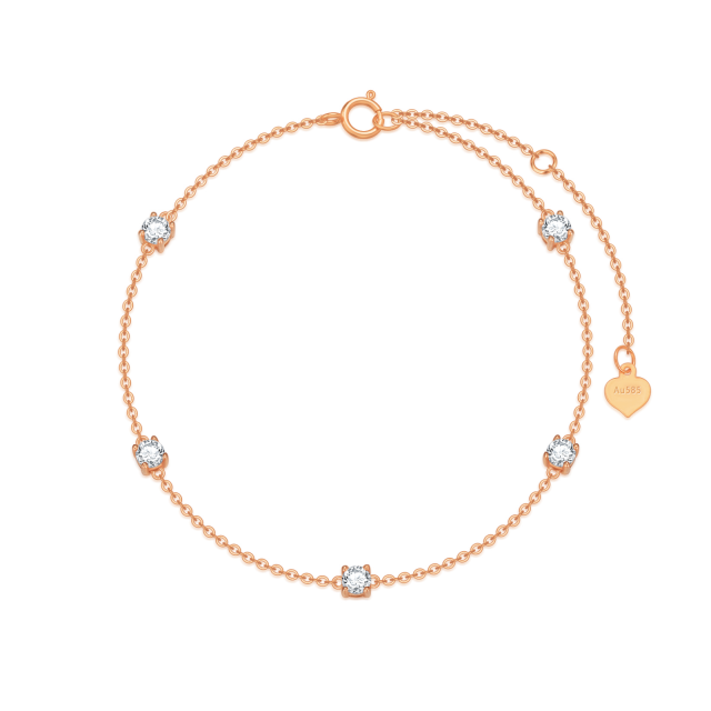 Pulseira com pingente de zircão em ouro rosa 9K-1