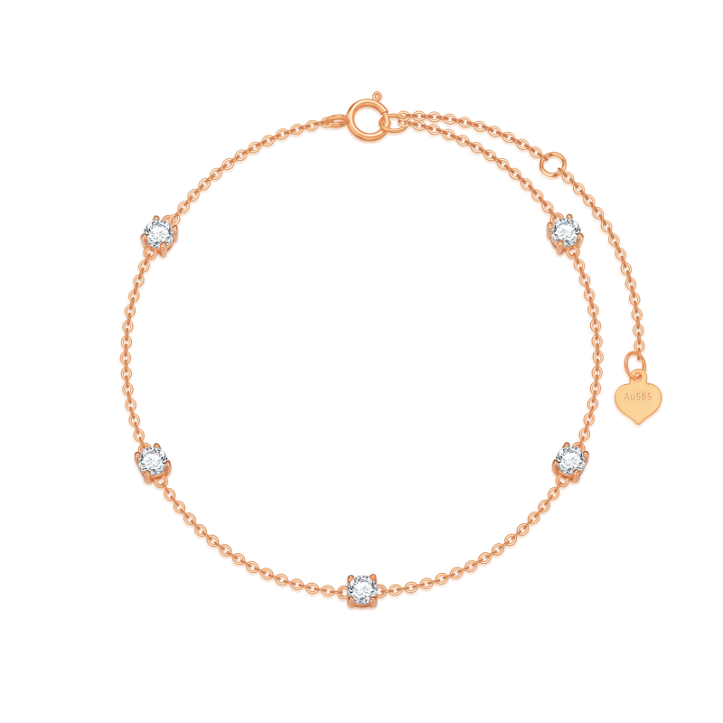 9K Rose Gold Zircon Charm Bracelet-1