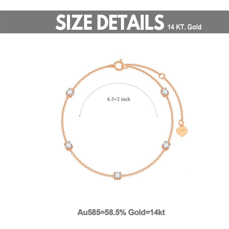 9K Rose Gold Zircon Charm Bracelet-3