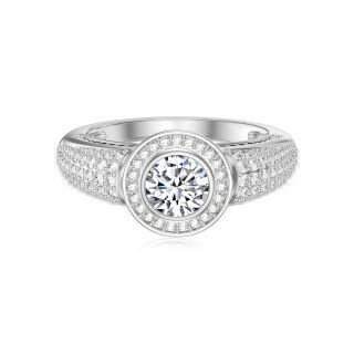 9K White Gold Circular Shaped Diamond Custom Round Wedding Ring 3EX IGI Certified-19