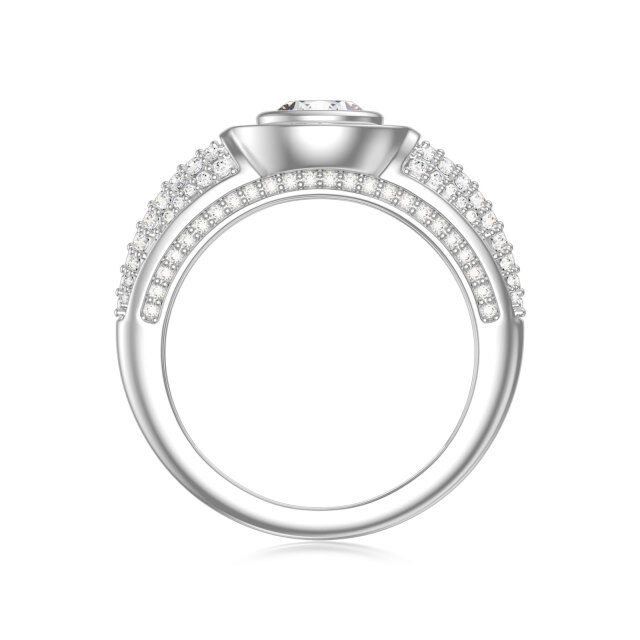 9K White Gold Circular Shaped Diamond Round Wedding Ring-2