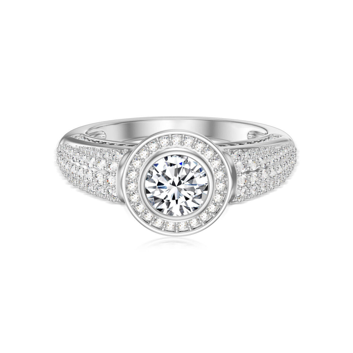 Bague de mariage ronde en diamant de forme circulaire en or blanc 9 carats-3