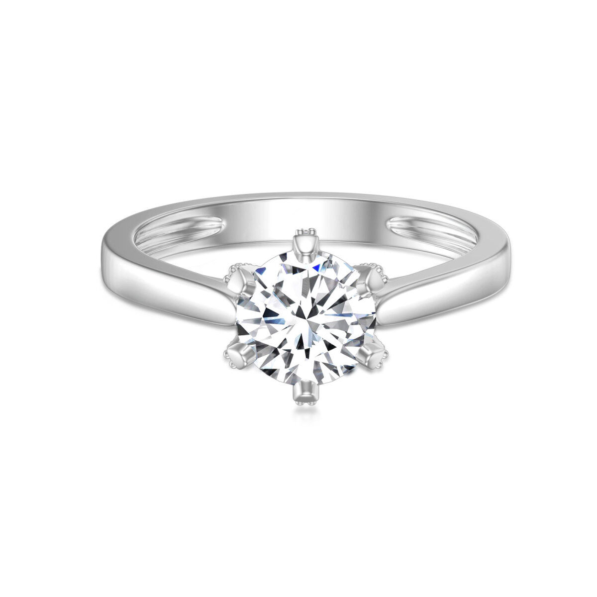 Bague de mariage ronde en diamant de forme circulaire en or blanc 9 carats-1