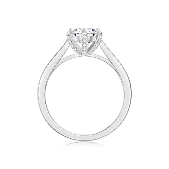 Bague de mariage ronde en diamant de forme circulaire en or blanc 9 carats-2