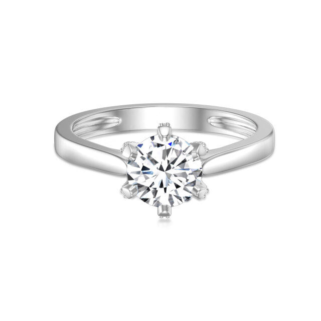 Bague de mariage ronde en diamant de forme circulaire en or blanc 9 carats-3