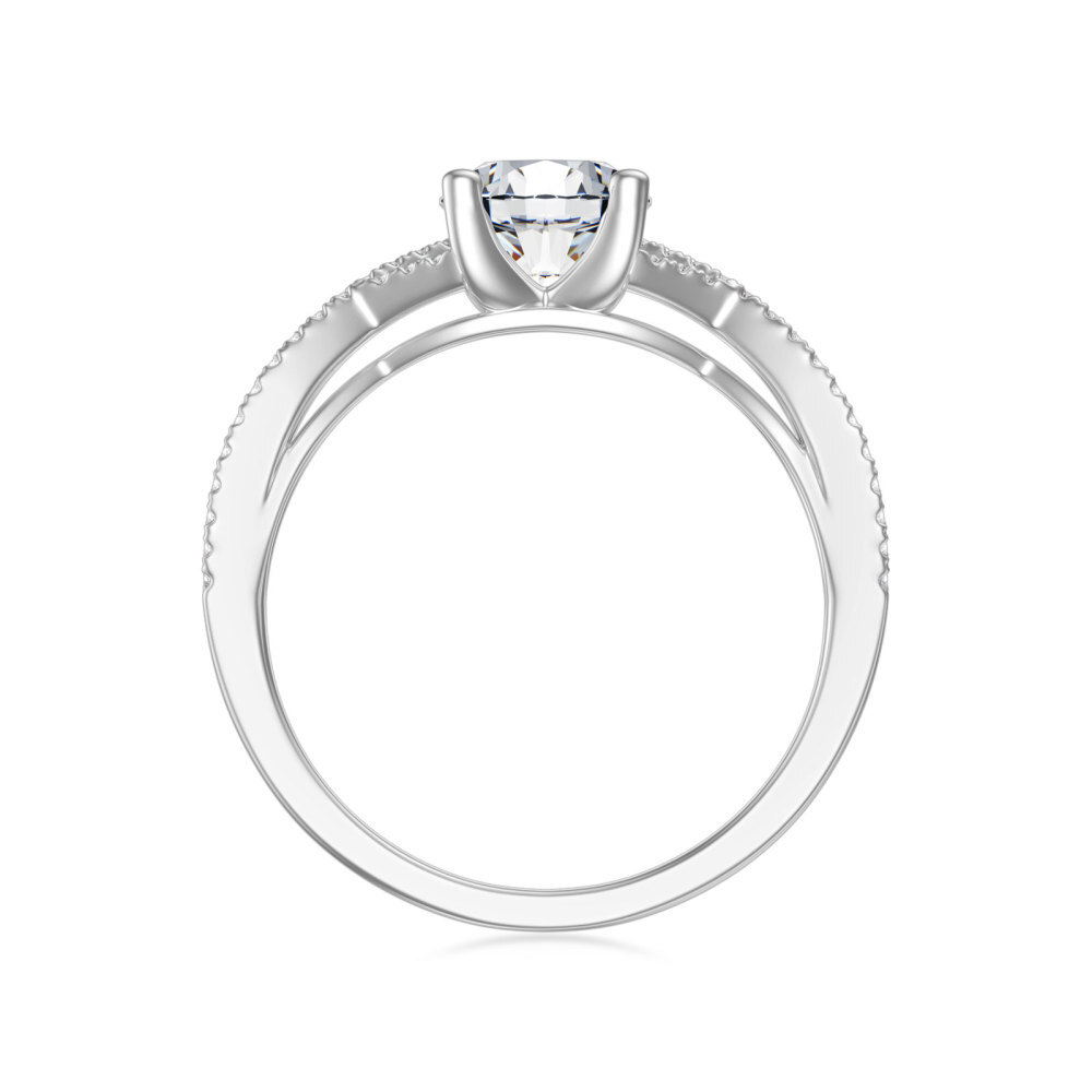 Anillo de bodas personalizado de oro blanco de 9 quilates con 0,8 diamantes de laboratorio de talla redonda-2