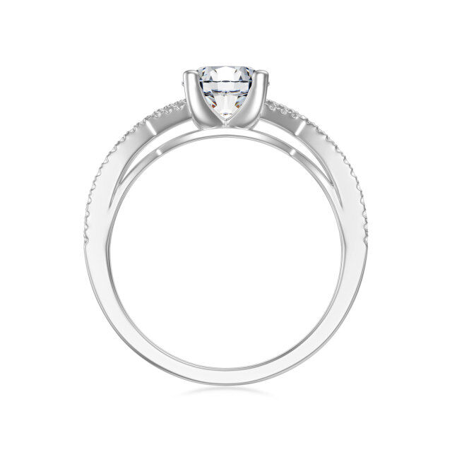 Bague de mariage en diamant de forme circulaire en or blanc 9 carats-2