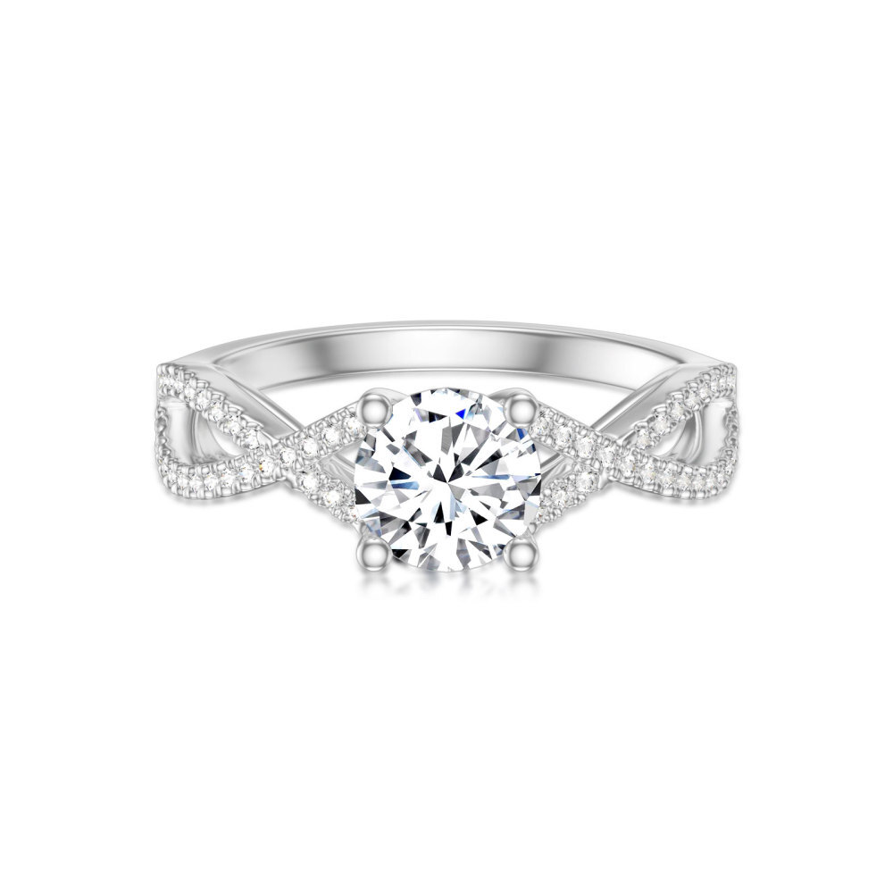 Anillo de bodas personalizado de oro blanco de 9 quilates con 0,8 diamantes de laboratorio de talla redonda-3