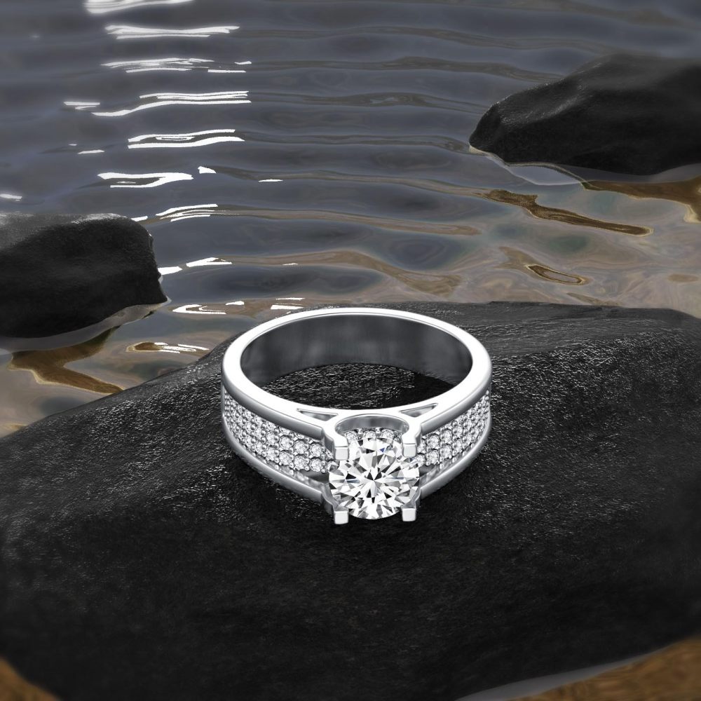 Anel redondo de casal de moissanite em formato circular de ouro branco 9K para homens-6