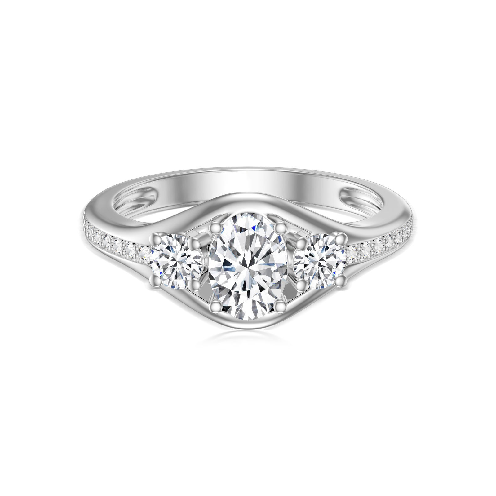 9K White Gold Round… - image