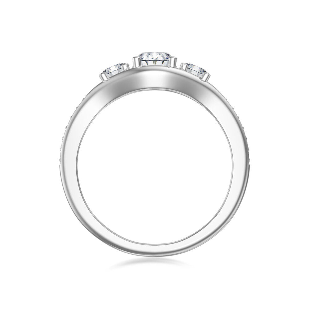 Anillo de bodas de oro blanco de 9 quilates con diamantes ovalados y circulares para mujer-2