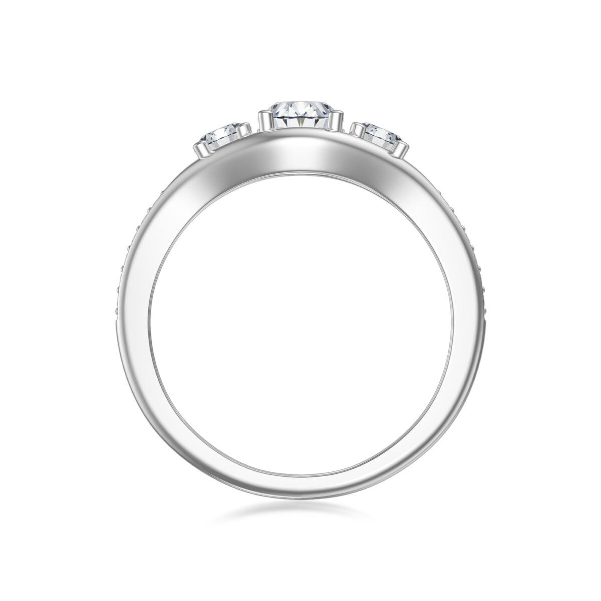 Bague de mariage en diamant de forme ovale de forme circulaire en or blanc 9 carats-2