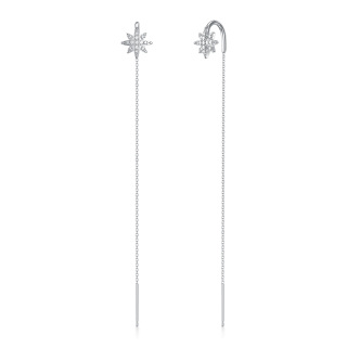 9K White Gold Circular Shaped Cubic Zirconia Star Drop Earrings-7