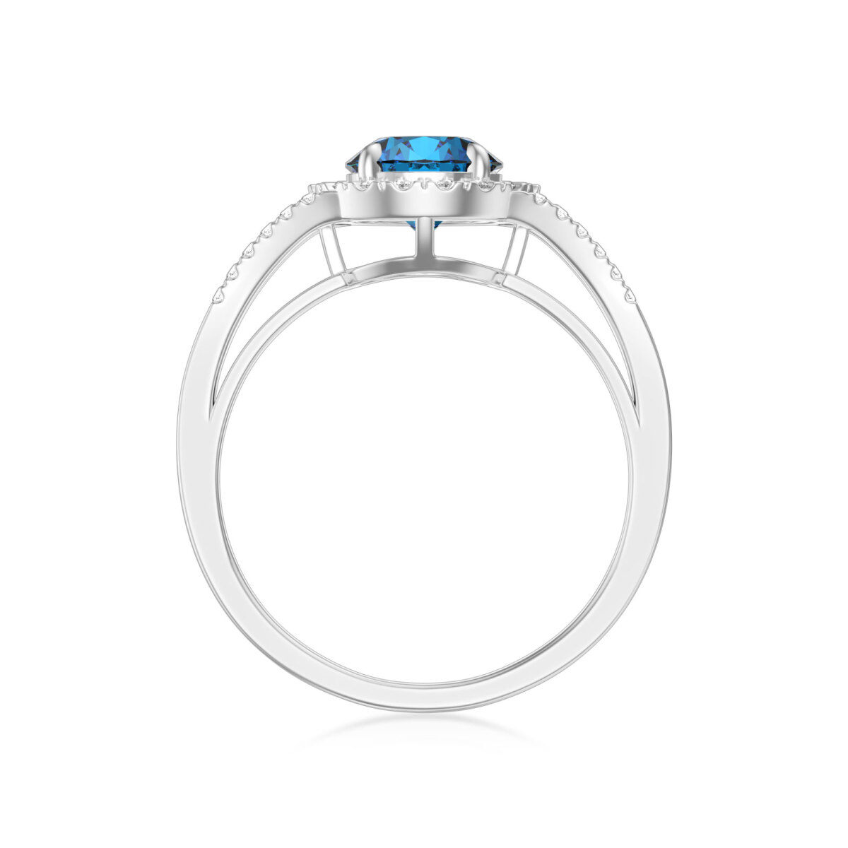 Bague de mariage ronde avec topaze de forme circulaire en or blanc 9 carats-2