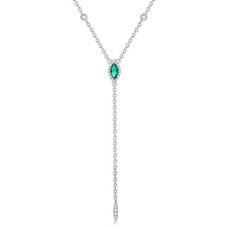 9K White Gold Marquise Green Cubic Zirconia Non-adjustable Y-Necklace-5