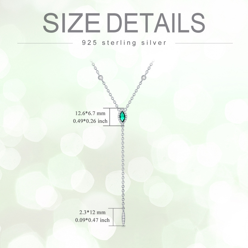 9K White Gold Marquise Green Cubic Zirconia Non-adjustable Y-Necklace-5