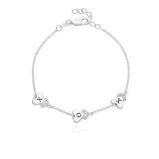 9K White Gold Cubic Zirconia Personalized Initial Letter Charm Bracelet-12