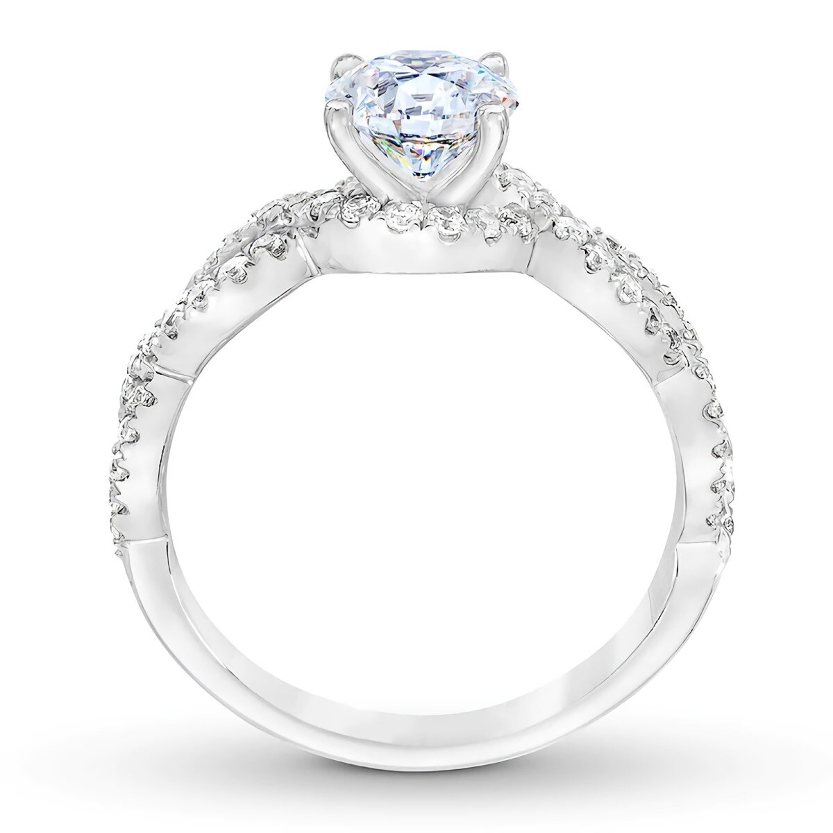 9K White Gold Round Moissanite Couple Engagement Ring-2