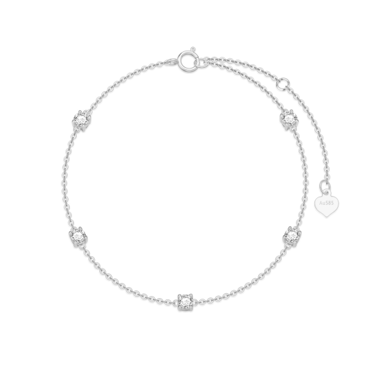 9K White Gold Zircon Charm Bracelet