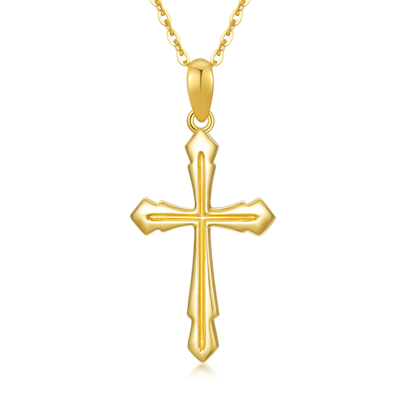 Collier pendentif croix en or 14 carats-1