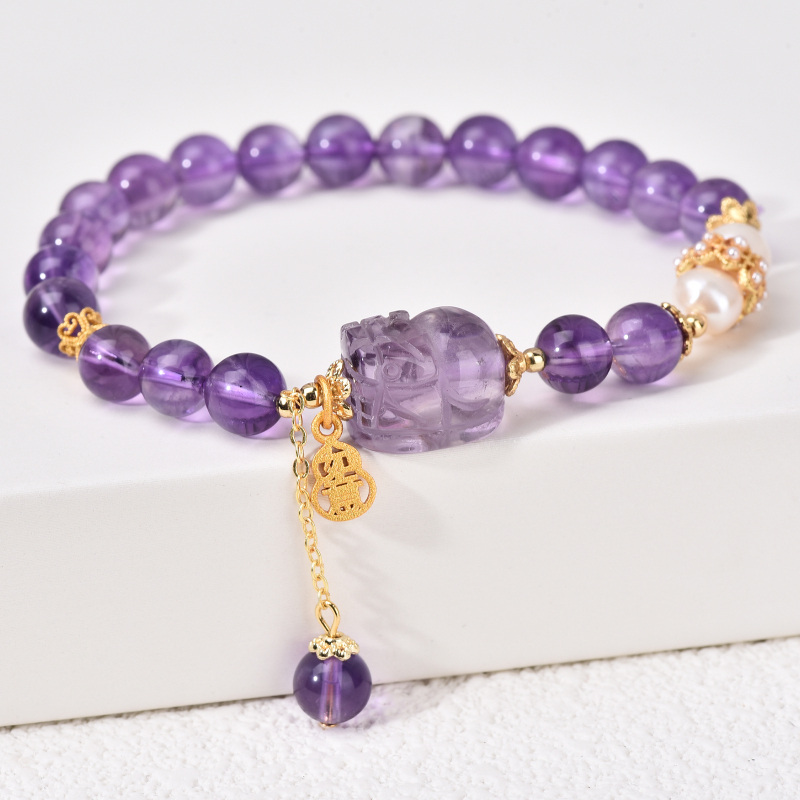 Pulsera con colgante de tropas valientes de amatista-5